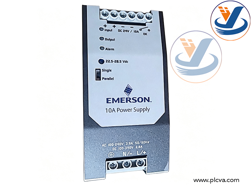 Emerson Ovation VE523 10 A DIN‑rail Bulk Power Supply Module, Model: 1X01046H01L1