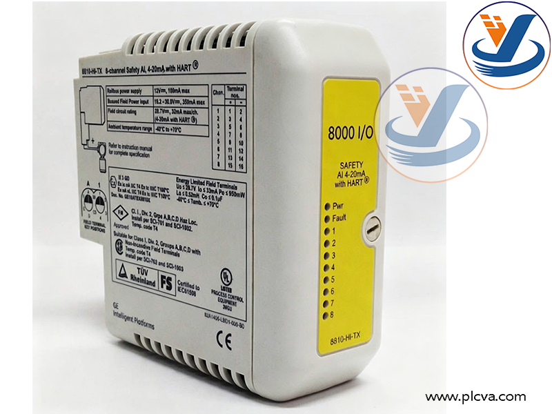 General Electric PAC8000 SafetyNet 8‑Channel Safety Analog Input Module, Model 8810‑HI‑TX‑01