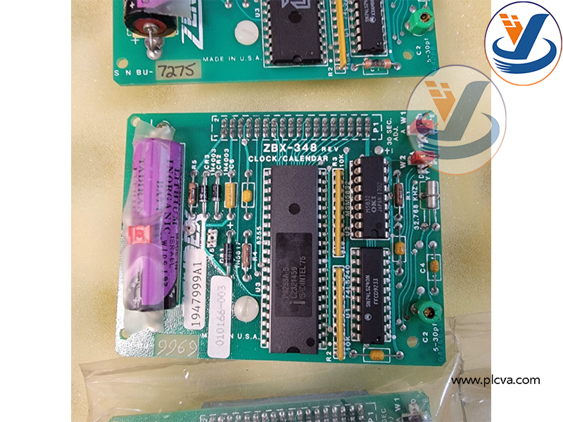 Zendex ZBX‑348 Clock Calendar Module, rack‑mount real‑time clock PCB assembly for legacy industrial computer / PLC‑based control systems.